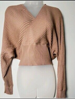 V-Neck Ribbed  Backless Sweater Size Large